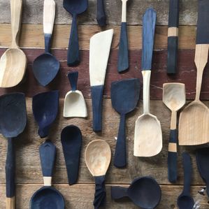 Spoons from RailnTimber, then dyed. Birch, maple, cherry, ash.